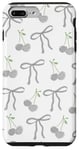 Coque pour iPhone 7 Plus/8 Plus Noeuds gris et cerises neutres Coquette Girl