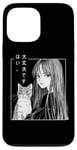 iPhone 13 Pro Max 80's Manga Anime Art Goth Cat Sad Girl Aesthetic Kanji Art Case