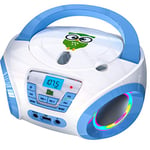 Tinygeeks Tunes Lecteur CD Enfant - Nouveauté 2024 - Radio FM - Piles incluses - Lecteur CD Radio Rose Mignon avec Haut-parleurs - Le Cadeau Parfait pour Les Enfants et Les Tout-Petits - Bleu