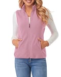 fuinloth Manteaux sans Manche Femme Chaud Polaire Zippé Gilet Veste pour Printemps Automne Hiver Rose M