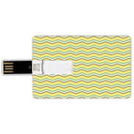 32G USB Flash Drives Credit Card Shape Yellow Chevron Memory Stick Bank Card Style Zigzag Lines in Horizontal Direction Retro Style Display,Yellow Sky Blue Charcoal Grey Waterproof Pen Thumb Lovely Ju