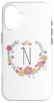 Coque pour iPhone 16 Cadeau personalisé pour fillettes thème princesses lettre N