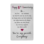 8 Year Anniversary Card for Men Women Him Her- Happy 8th Eighth Eight Anniversary Keepsake Gift for Husband Wife