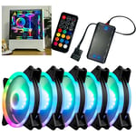 5 Pack 120MM RGB LED PC Case Fan Set Kit Hub Controller Remote Control Cooling.