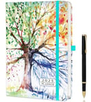 ZXHQ Diary 2025 A5 Week To View, 2025 Diary Full Year Planner - Weekly & Monthly Planner with Pen, Jan-Dec, Pen Holder, Built-in Pocket - 5.9" × 8.5"- Tree of Life