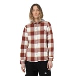 Dickies Women's Fleece Hooded Flannel Shirt Jacket, Fired Brick Camp Plaid, S