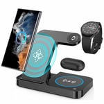 Wireless Charging Station Compatible with Samsung Android Multiple Devices 3 in 1 Foldable fast wireless Charger Stand for Phone Galaxy Z Flip 5/4 Z Fold 5/4/ S24 S23 S22 ltra Galaxy Watch 6/5/4 Buds