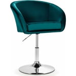 Goplus - Chaise de Coiffeuse Moderne en Velours Tabouret de Bar Réglable en Hauteur 13CM Pivotant à 360°avec Dossier,Vert