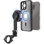 TELESIN° Support de téléphone de moto pour iPhone 16 Pro, support de téléphone magnétique pour moto avec amortisseur de vibrations et boucle en métal [déverrouillage en un clic] avec étui de téléphone