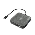 Hama Hub USB C Connect2QiCharge (Adaptateur Multiports Ethernet/HDMI/VGA/4x USB-A/2xUSB-C (1PD)/Lecteur Cartes SD+Micro SD/Jack 3.5mm, Station d'acceuil 100W & Chargeur Induction Qi) Gris/Noir