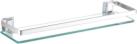 Etagère En Verre Pour Salle De Bain, 60 80cm Murale Verre Etagere Douche Tablette Aluminium Argenté - Avec Tringle Chromée & 8mm Verre Trempé Étagère De Salle