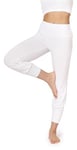 Bellivalini Pantalon 3/4 Capri Harem pour Femme Legging Corsaire Aladdin Ample Pants Fluide Sport Yoga Jogging Pilates pour l'été BLV50-283 (Blanc, XS)