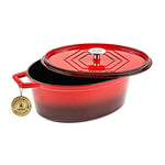 Laguiole - Cocotte en fonte émaillée ovale rouge 31 x 23 cm - 5,7 L