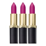 3 x L'Oreal Paris Color Riche Matte Lipstick - 472 Purple Studs