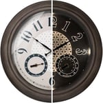 PRESENTIME & Co Horloge Murale Lumineuse pour intérieur/extérieur avec thermomètre et hygromètre, thermomètre météo, Finition chêne Gris, lumière Chaude vive 45,7 cm