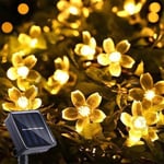 (22MWarm White)Solar Fairy String Lights Joulun Vedenpitävä Sakura Street Garland Nurmikkolamppu Puutarhajuhlat Koti Häät Sisustus Valo