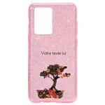 Coque Iphone 12 MINI paillettes rose bonsai japonais personnalisee