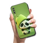 E-Panda for Samsung Galaxy A70 Case Ultra Thin Slim Black TPU Soft Silicone Gel Bumper Shockproof Protective Cover Sparkle Clear Pattern Design Personalised Kawaii Cute - Panda Hat Green