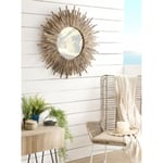 LALY - Miroir rond marron 90x90cm soleil branches bois teck