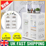 4 Tier Shoe Cabinet White Shoes Storage Rack Organiser Shelf Cupboard Bedroom