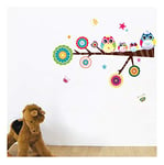 Ambiance Sticker Autocollant Muraux Décoration Adhésifs Animaux Hiboux et étoiles Sticker Murale pour Bébé, Chambre d'enfant et Salon - H70 x L50 cm