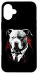 Coque pour iPhone 16 Plus Pitbull Dog Gangster en costume Funny Mob Boss sur le thème