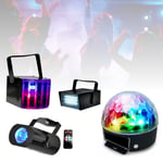 Pack de 4 Jeux de Lumière Party Astro Stroboscope Derby Miniwave - Soirée - Salle des Fêtes - Anniversaire - Mariage