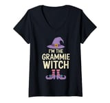 Womens Halloween Witch Costume Gram Grandma Spooky Season Gift V-Neck T-Shirt