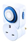 Masterplug TMS24-MP Energy Saving Daily Mechanical Segment Timer Plug, White