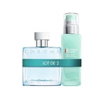 Lot de Azzaro Chrome, Eau de Toilette en Spray Vaporisateur pour Homme, Parfum Frais, 50 ml + Biotherm Homme, Aquapower Comfort Gel Peaux Sèches, Gel Hydratant Visage pour Homme, 75 ml