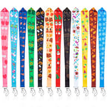 WATINC 12Pcs Seasonal Holiday Lanyards for ID Badges, Flat Hall Pass Lanyards with Stainless Swivel Hook, Neck Office Cruise Lanyard for Holders, Gifts for Summer Independence Day, Multicolor