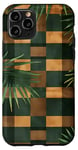 Coque pour iPhone 11 Pro Green Art Deco Tropical Brown Classic Motif à carreaux