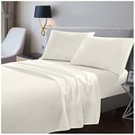 Draps de lit en Coton égyptien Ultra Doux pour très Grand lit, Drap Plat uni 400 Fils au Pouce carré, crème