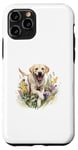 Coque pour iPhone 11 Pro Labrador Retriever Floral Wildflower Dog