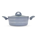 Royalford Casserole Dish with Glass Lid, 30CM – Induction Saucepan with Non-Stick Granite Coating - Forged Aluminium Cookware – 3.8MM Induction Bottom, Cool Touch Handles