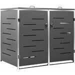 Cache poubelle Luxueux - Abri pour deux poubelles 138x77,5x115,5 cm Inox Vidaxl