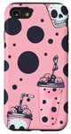 Coque pour iPhone SE (2020) / 7 / 8 Squelette à thé classique à pois Kawaii Grim Reaper Rose