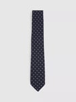 Reiss Rimini Wool Silk Blend Geometric Tie, Navy