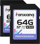 Carte mémoire SDXC UHS-I 64 Gox2 (V30, Vitesse de Transfert 100 Mo/s, U3, Vidéos 4K UHD, Résistante à la Température)