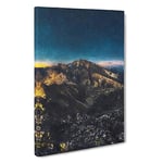 Big Box Art Starry Night in The Dolomites in Abstract Canvas Wall Art Framed Picture Print, 30 x 20 Inch (76 x 50 cm), Blue, Black, Teal, Grey