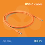 Club 3D Lifestyle USB-C Kabel  PD 240W 20Gbps  2m orangeSt/St retail