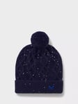 Crew Clothing Cable Knit Glitter Bobble Hat, Navy