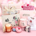 Tasse Cadeau Anniversaire Femme 40 Ans Drôle, Coffret Cadeau Femme Original, Idee Cadeau Maman Anniversaire 40 Ans, Coffret de Bain Beauté Soin pour Femme - Tasse Café, Bougie parfumée, Bombes de Bain