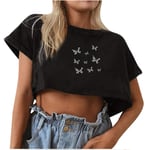 2021 New Black Shirt Women Crop Tops for Women High Waist Vintage Tops Crewneck Shirt Sexy Crop Tops for Women Sexy Tops for Women Black XS