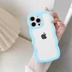 QLTYPRI Compatible with iPhone 16 Pro Case, Cute Curly Wave Frame Clear Case for Girls Women, Transparent Soft Silicone TPU Bumper Shockproof Protective Phone Cover for iPhone 16 Pro - Sierra Blue