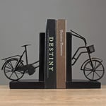 Art Bookend Creative Bookends Retro Nostalgic Wrought Iron Bicycle Book Holder Office Heavy Duty Bookend Bookcase Decoration Bookcase Study Room Ornament Book Ends (Color : A)