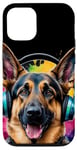 Coque pour iPhone 15 Pro Berger Allemand Écouteurs Chien Alsacien Animaux Imprimé