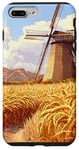 iPhone 7 Plus/8 Plus Wheat Fields With Windmills Landscape Vintage Graphic Case