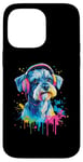 Coque pour iPhone 14 Pro Max Mini Schnauzer Lover portant des écouteurs drôles Mini Schnauzer