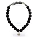 Bracelet Oeil de faucon d' Afrique du Sud + Perles Onyx noir mat 8 mm